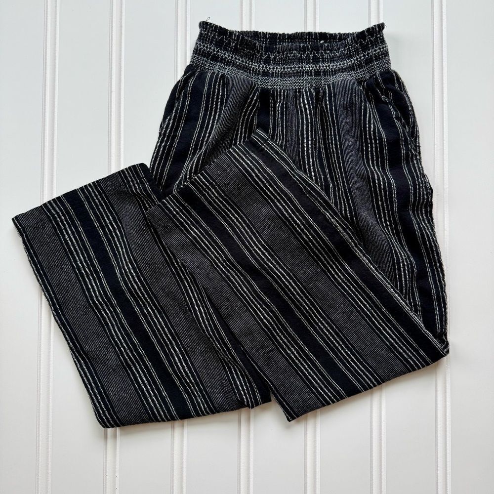 Maurices Linen Blend Striped Black and White Boho Pants with Pockets